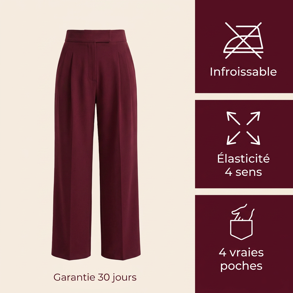 Hanara™ | Pantalon de tailleur taille haute — infroissable, élasticité 4 sens