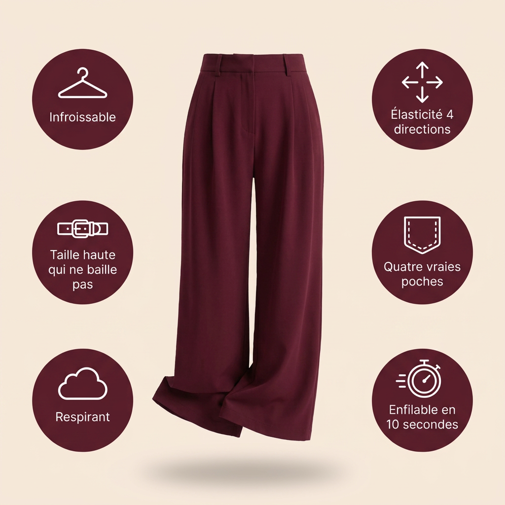 Hanara™ | Pantalon de tailleur taille haute — infroissable, élasticité 4 sens