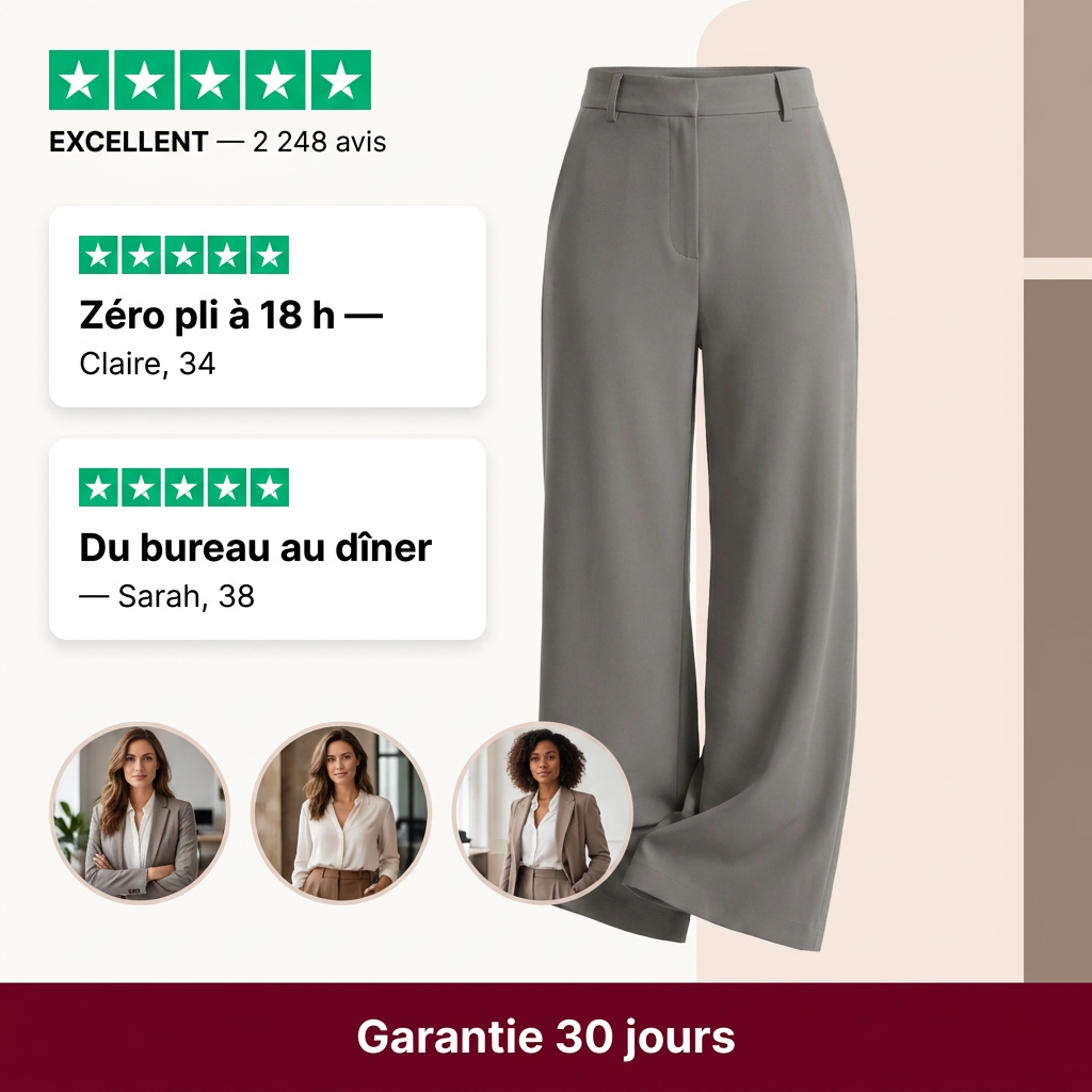 Hanara™ | Pantalon de tailleur taille haute — infroissable, élasticité 4 sens